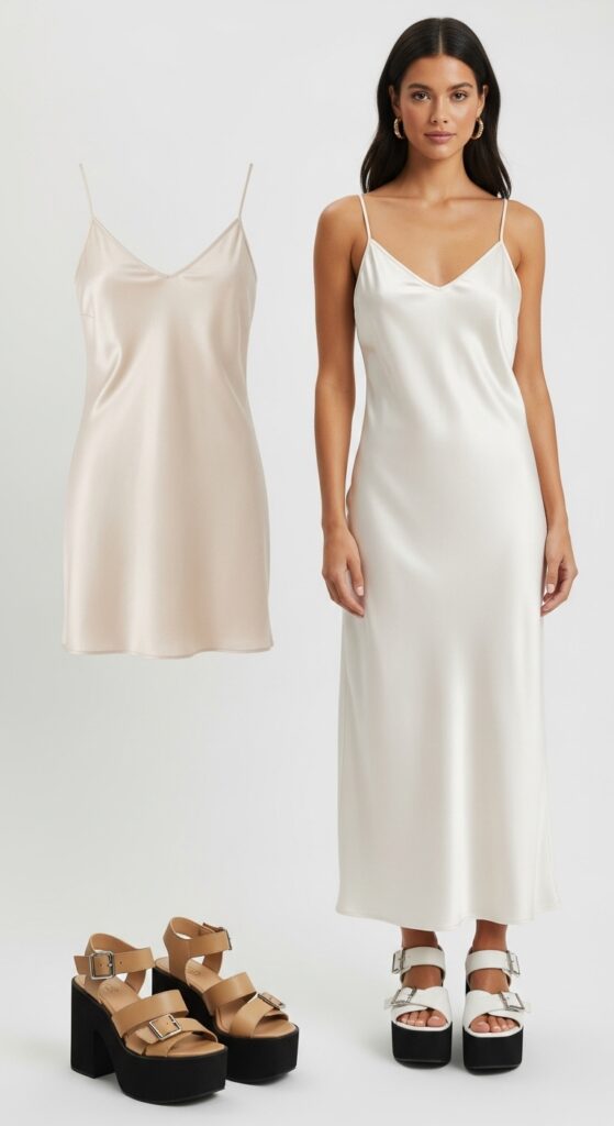 Platform Sandals and Slip Dress