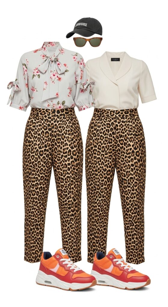23 Spring Outfits for 2025 That Will Refresh Your Wardrobe 12 Playful Leopard Print and Bright Sneakers