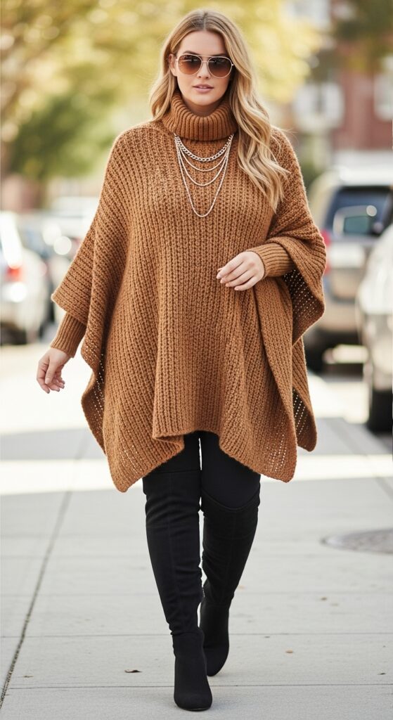 24 Plus Size Casual Winter Fashion Outfits That Celebrate Your Curves 17 Poncho Perfection