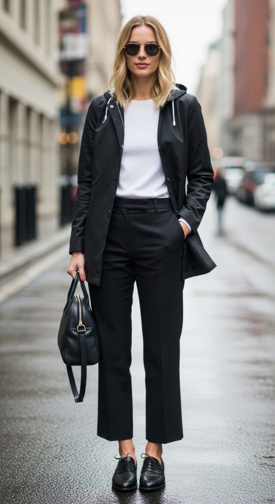 Rain-Resistant Blazer and Straight-Legged Pants