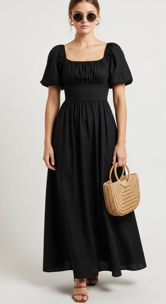 23 Spring Outfits for 2025 That Will Refresh Your Wardrobe 23 Romantic Black Maxi Dress