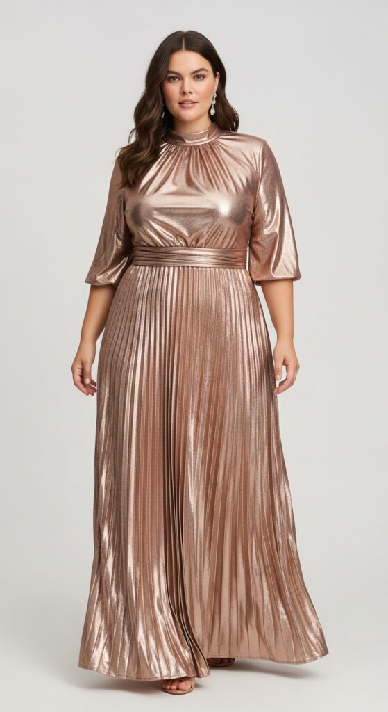 Rose Gold Pleated Maxi