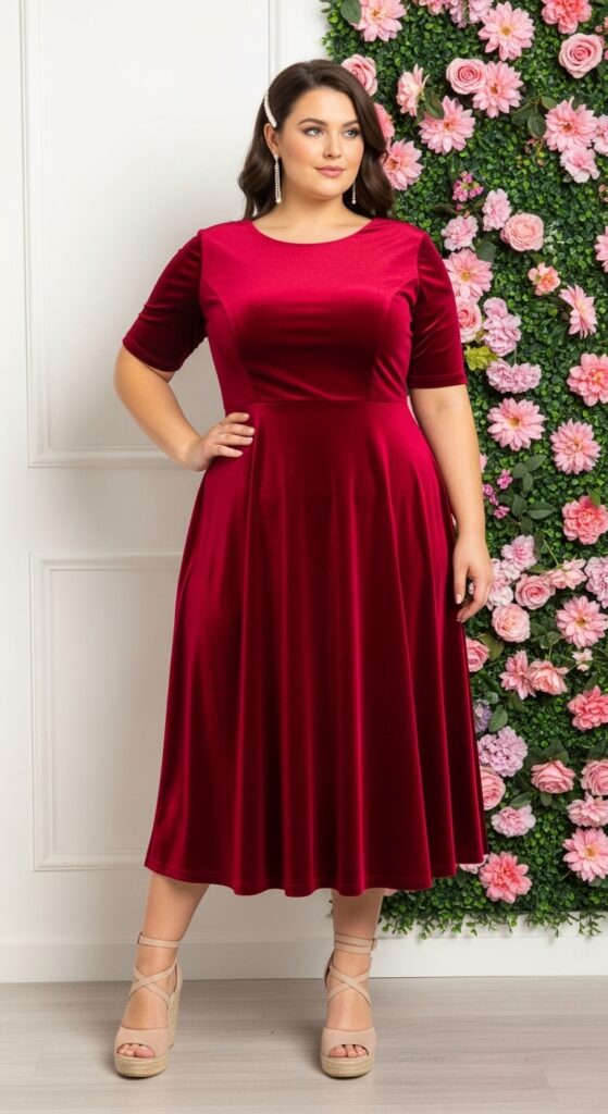 Ruby Velvet Dress for Pre Prom Photos