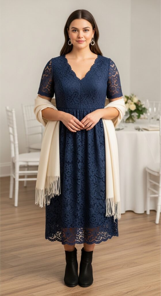 16 Plus Size Lace Mother of the Bride Dresses with Chic Season Style 4 Sapphire Lace Midi Dress and Boots for Reception Glow