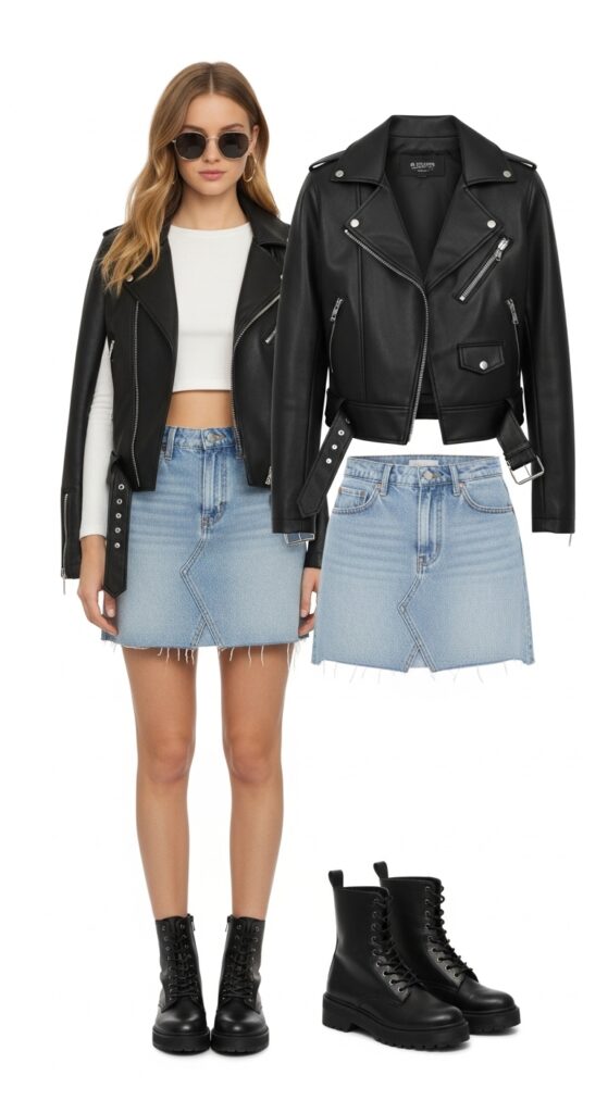 17 Stylish Leather Jacket Outfits That Will Turn Heads 15 Schoolgirl Chic