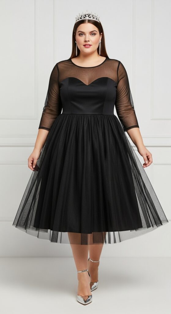 Sheer Black Tulle Dress
