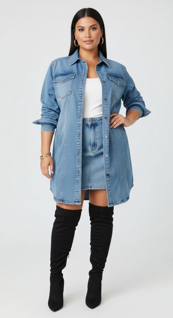 Shimmer Denim Shirt Dress