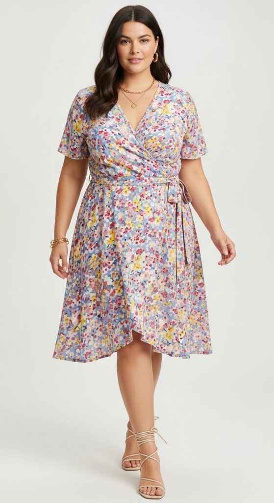 12 Chic Plus-Size Easter Outfits That Will Have You Feeling Fabulous 14 Short-Sleeve Wrap Dress Simple and Sophisticated