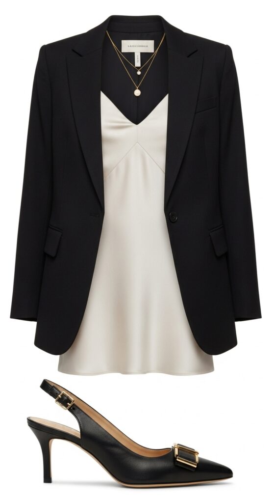 Silk Slip Dress and Blazer