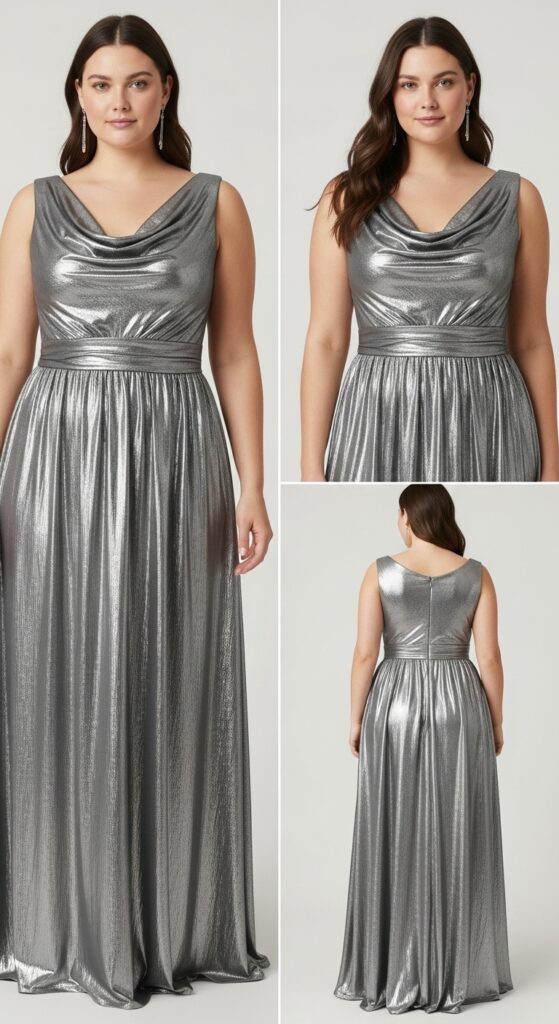 Silver Gray Cowl Neck Gown