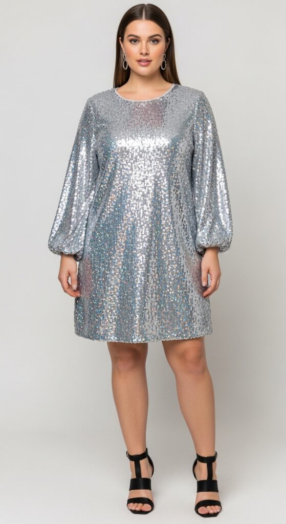 Silver Reflective Sequin Dress