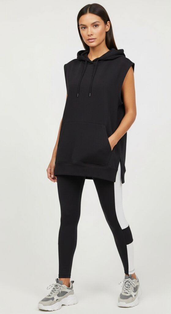 15 Sporty Outfit Ideas to Keep You Stylish and Comfortable 17 Sleeveless Hoodie and Leggings