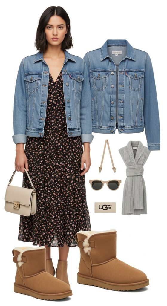 Sophisticated Warmth UGG Boots + Midi Dress