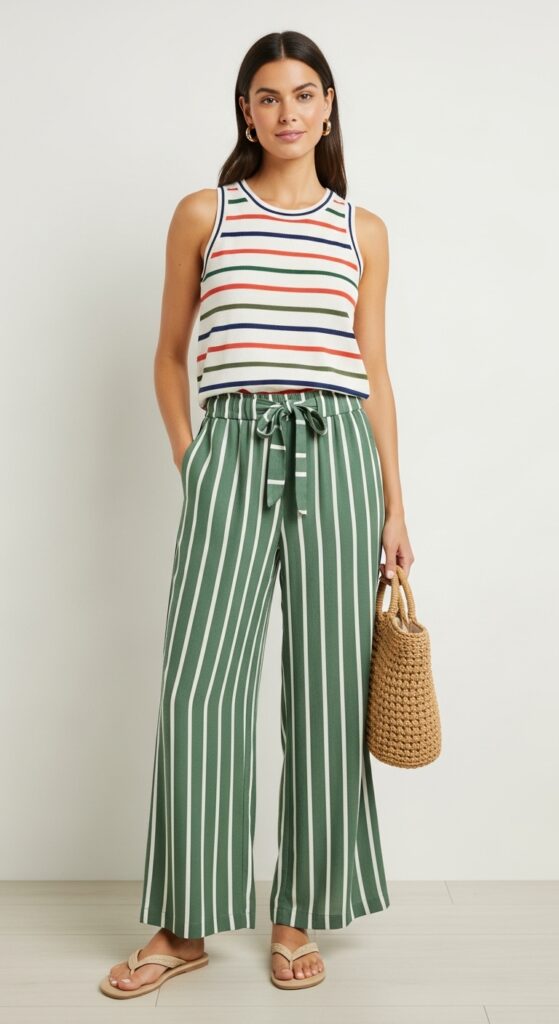 Summer Party Striped Tank & Green Striped Pants