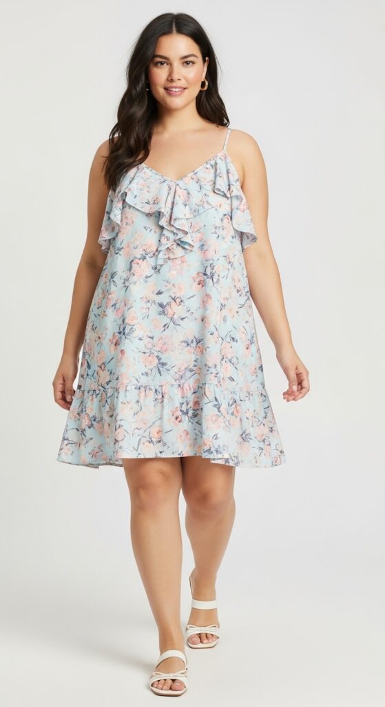12 Chic Plus-Size Summer Outfits Every Curvy Woman Needs This Year 8 Sundress with Ruffle Details Feminine and Light