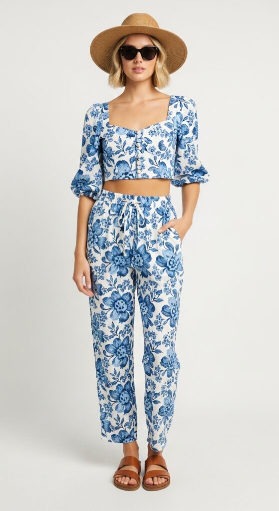 Mexico Outfit Guide: 33 Stylish Vacation Looks for U.S. Women in 2025 12 Sustainable Chic Upcycled Floral Set & Sandals