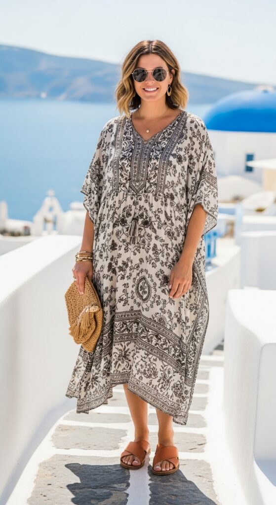 Sustainable Santorini Upcycled Kaftan & Sandals