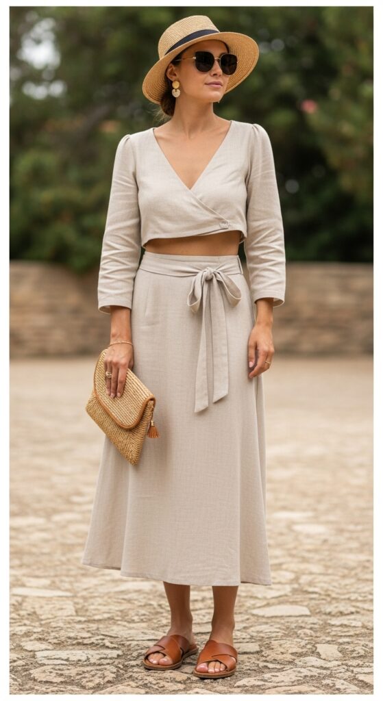 Sustainable Style Upcycled Linen Set & Sandals