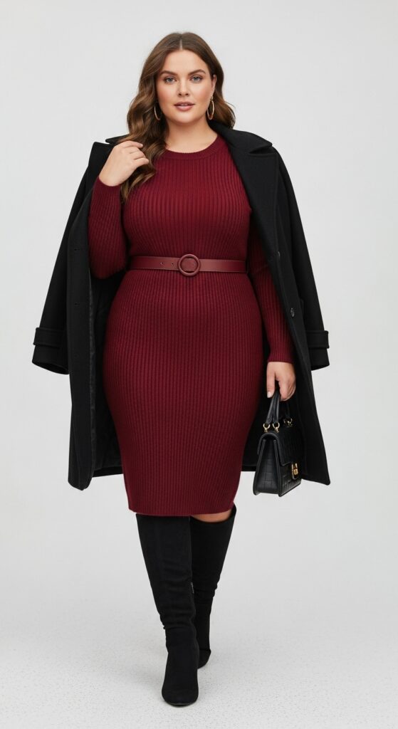 24 Plus Size Winter Business Casual Outfits: Work & Office 10 Sweater Dress Success