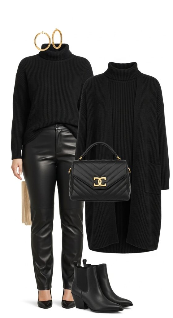 24 Plus Size Casual Winter Fashion Outfits That Celebrate Your Curves 22 Sweater & Leather Look