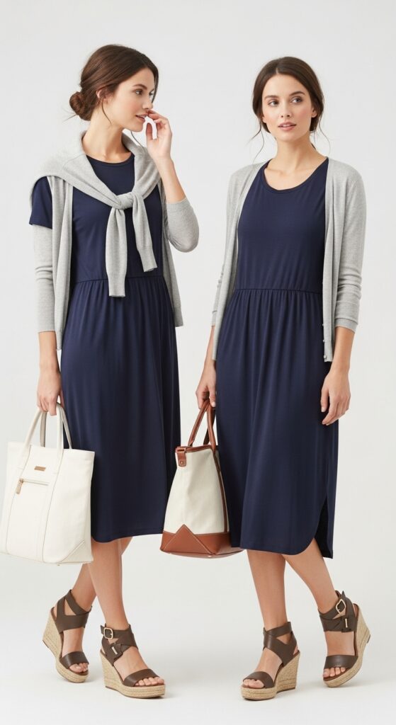 T-Shirt Dress and Cardigan