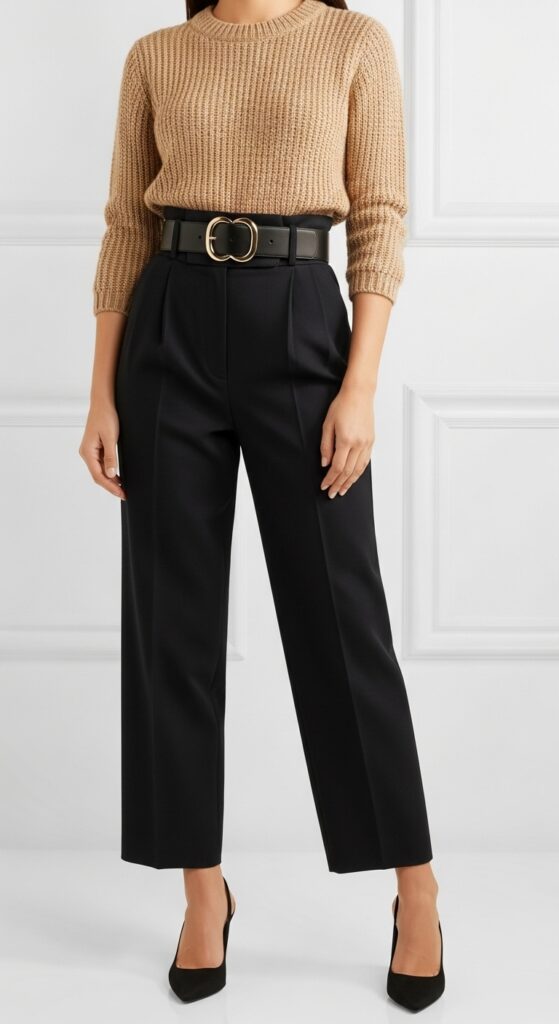 Tailored Trousers and Knit Top