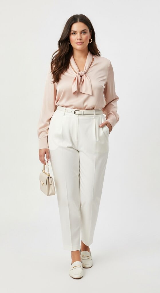 Tailored Trousers and Satin Blouse