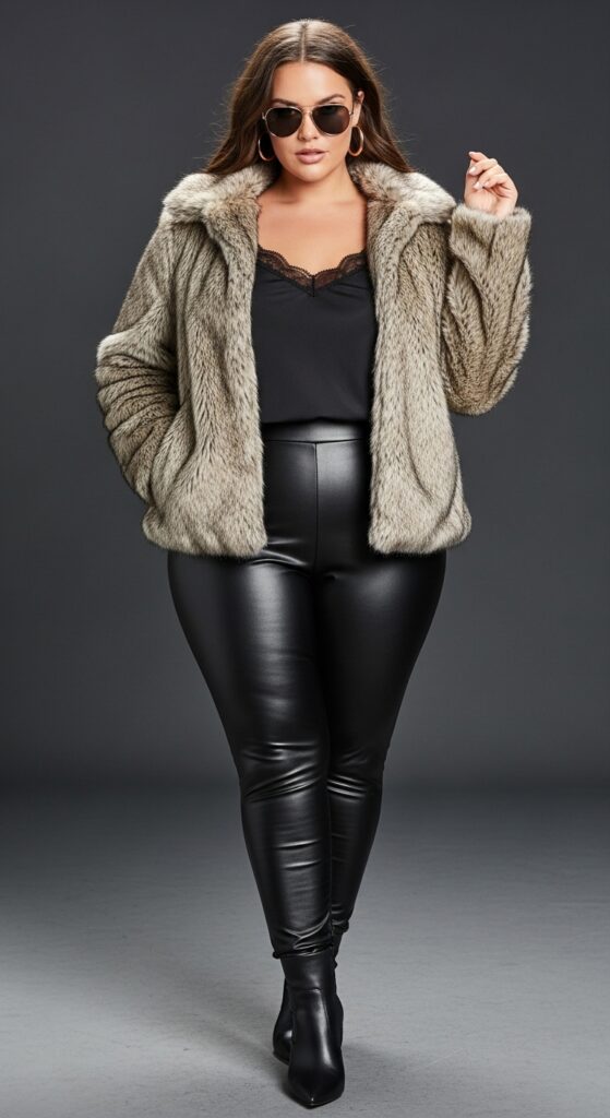 The Faux Fur Jacket and Leather Leggings Combo