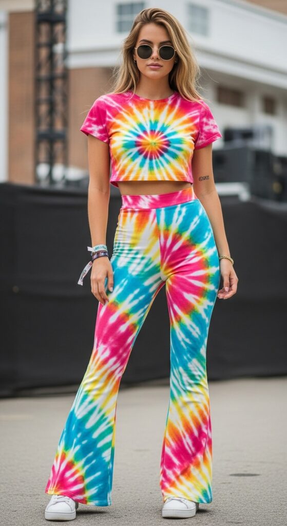 Tie-Dye Crop Top and Flare Pants
