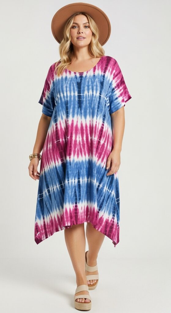 12 Boho-Chic Plus-Size Spring Outfits for a Relaxed, Bohemian Vibe 6 Tie-Dye Tunic Dress Bold and Beautiful