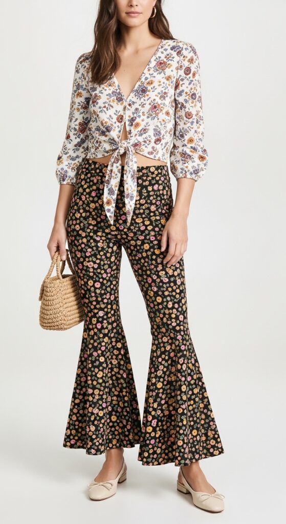 Tie-Front Top and Flared Pants
