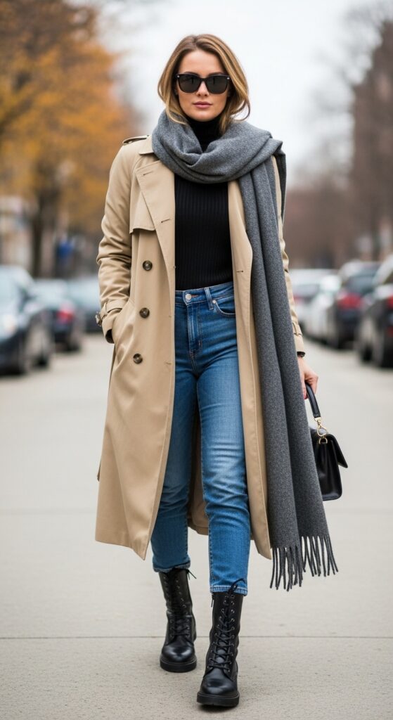 18 Bold Combat Boot Outfits to Slay Your Style This Season 11 Trench Coat and Turtleneck