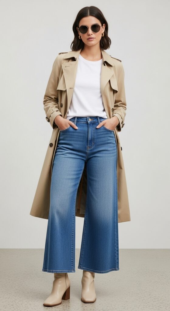 23 Spring Outfits for 2025 That Will Refresh Your Wardrobe 5 Trendy Trench Coat and Wide-Leg Jeans