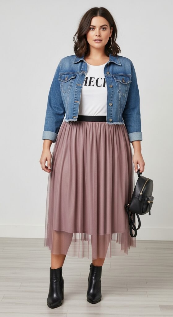 Tulle Skirt and Denim Jacket