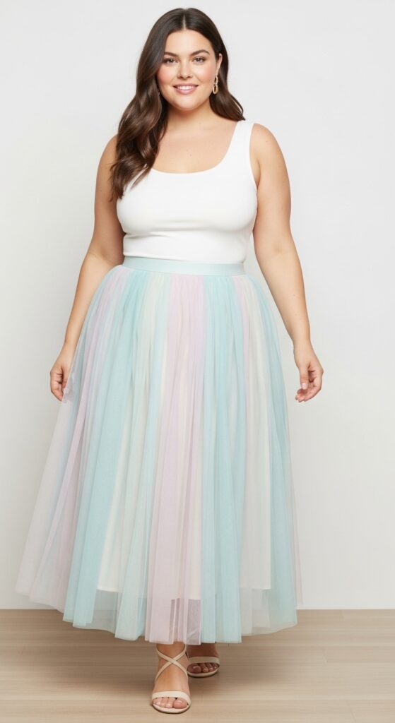 12 Chic Plus-Size Easter Outfits That Will Have You Feeling Fabulous 11 Tulle Skirt and Fitted Top Dreamy and Whimsical