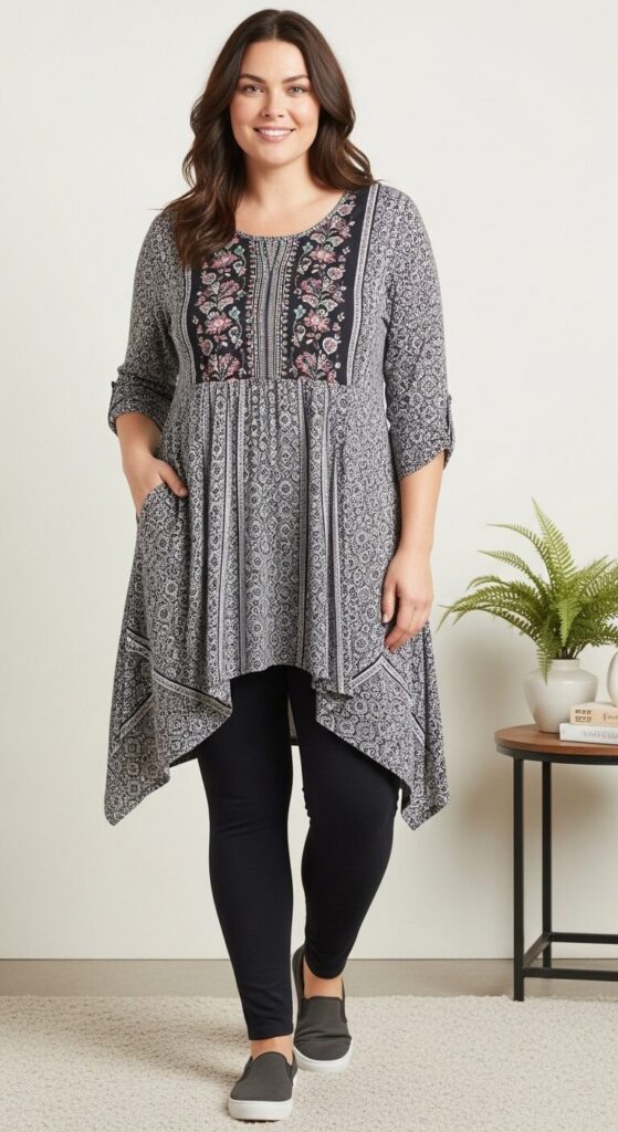 7 Plus Size Early Spring Outfits Your Wardrobe Must Have 8 Tunic & Leggings