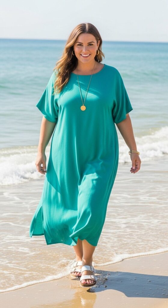 Turquoise Bamboo Fabric Dress for Beach Trips
