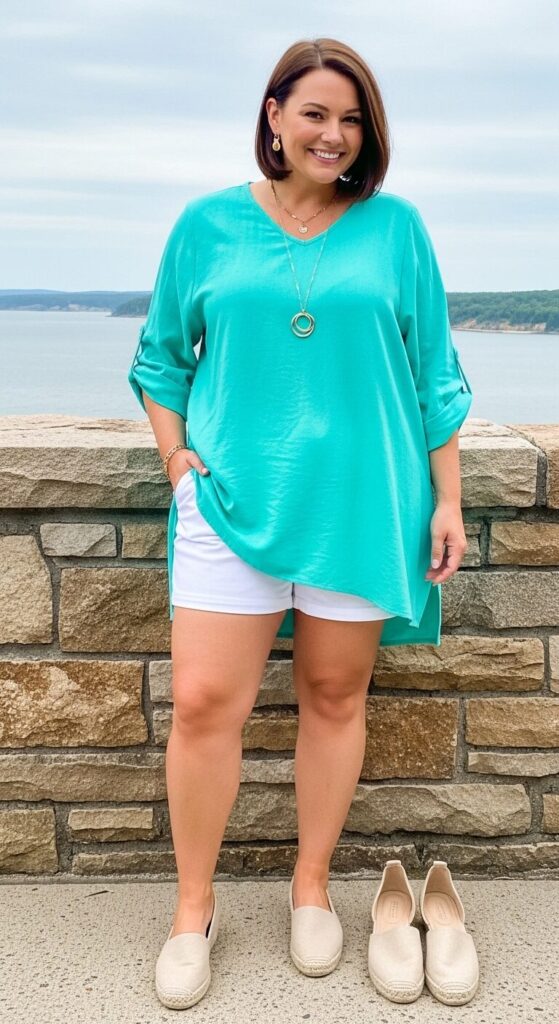 Turquoise Bamboo Fabric Tunic for Weekend Getaways