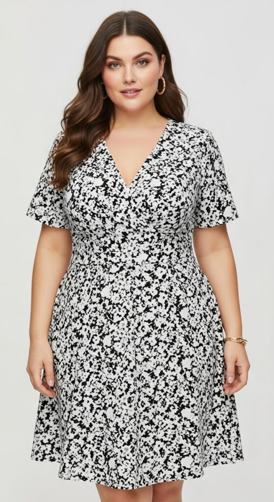 12 Plus-Size Summer Outfits That Flatter Your Curves and Tummy 9 V-Neck Dress Elongating and Elegant