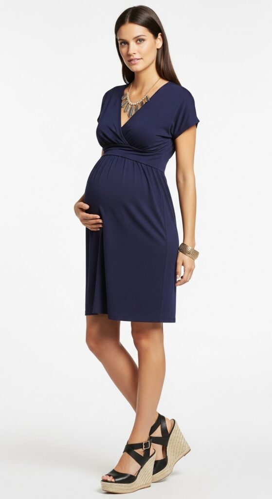 V-neck Dress and Wedges