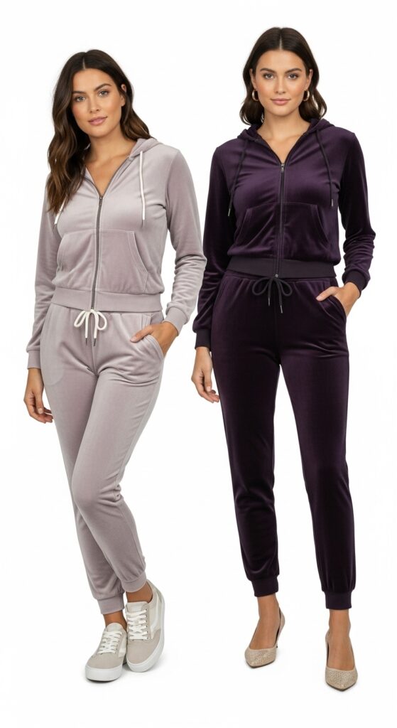 Velour Tracksuit and Sneakers