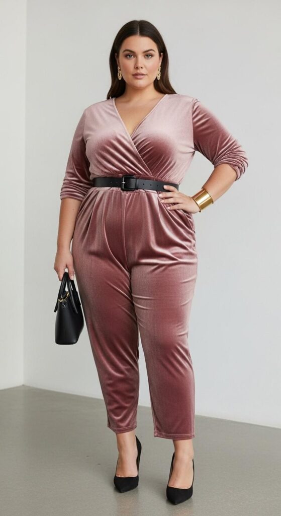Velvet Jumpsuit and Heels for Gallery Nights
