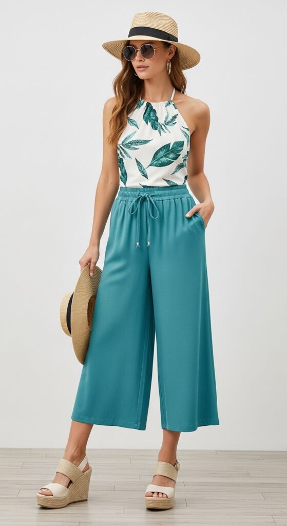 12 Perfect Footwear Styles to Pair with Wide-Leg Pants 10 Wedge Sandals with Cropped Wide-Leg Pants