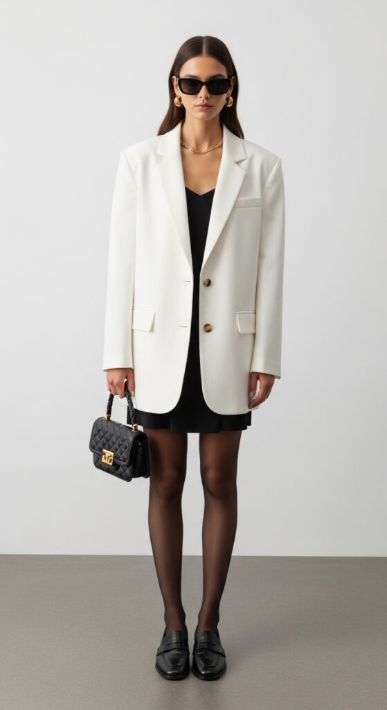 20 Chic White Blazer Outfits to Elevate Your Style 10 White Blazer as a Dress Topper