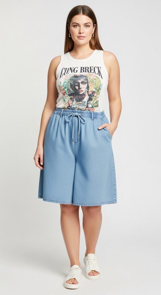 11 Stunning Plus Size Spring Break Outfits to Turn Heads 10 Wide-Legged Shorts & Fitted Top