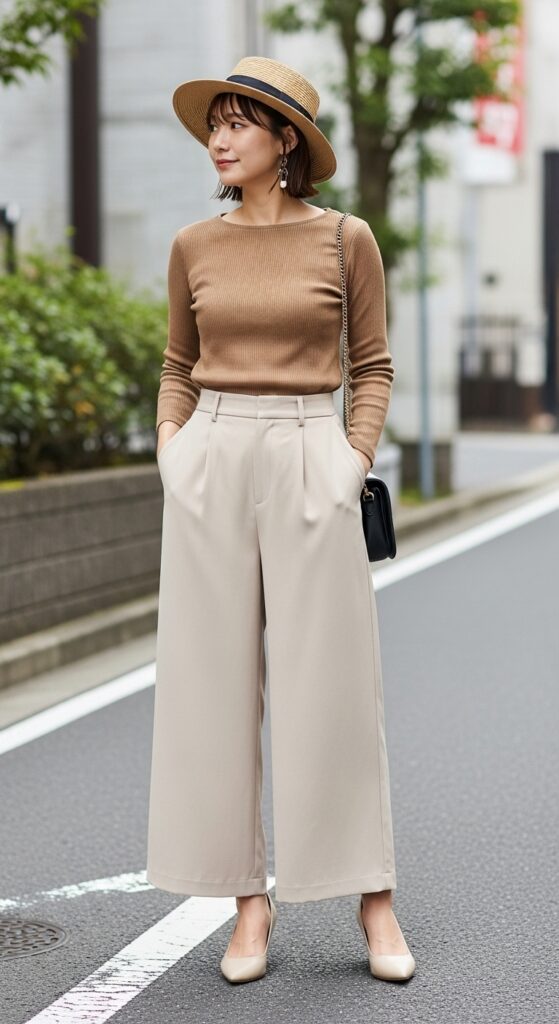 What to Wear in Japan: 22 Stylish Outfit Ideas for Your Upcoming Trip 17 Wide-Legged Trousers for Comfort