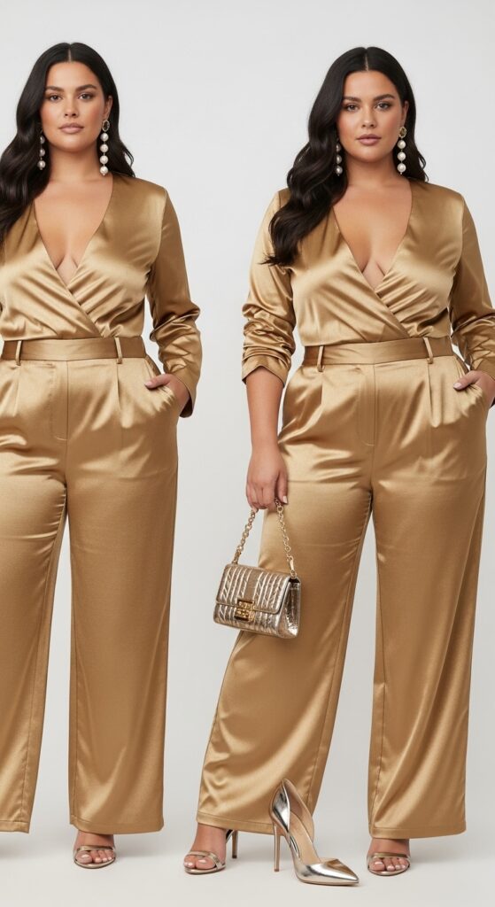 24 Plus Size Winter Business Casual Outfits: Work & Office 6 Winter Meetings in Gold