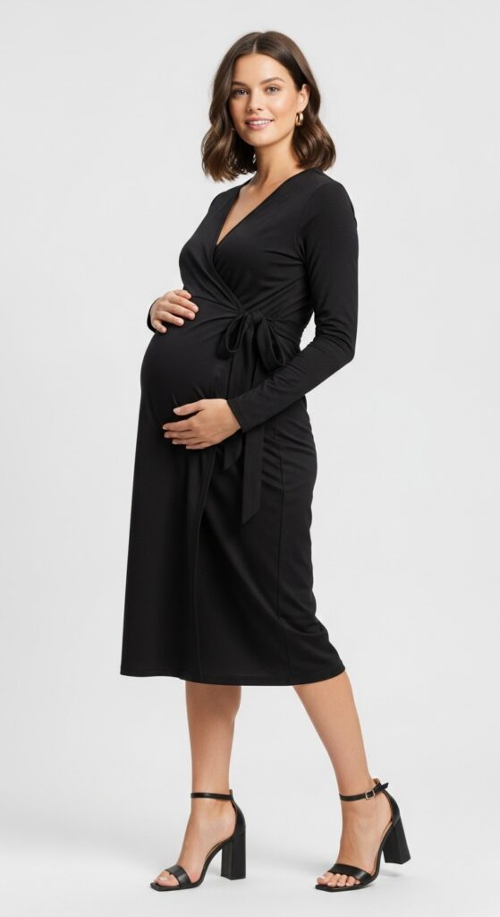 Wrap Dress and Block Heels