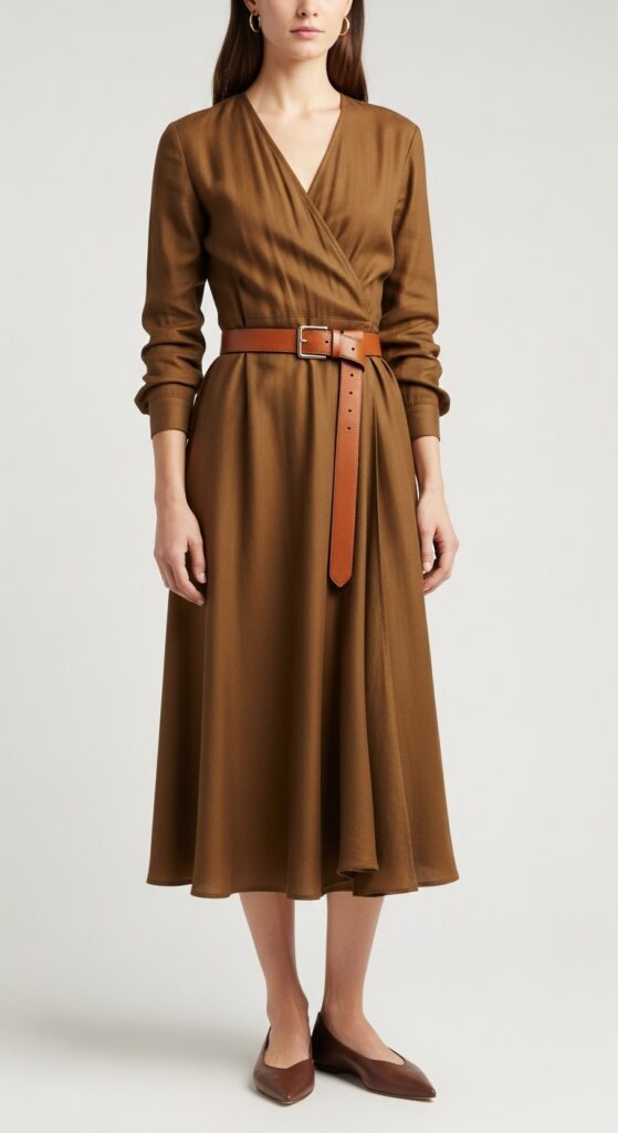 Wrap Dress and Leather Belt