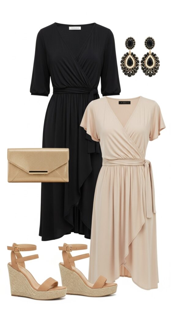 Wrap Dress and Statement Earrings
